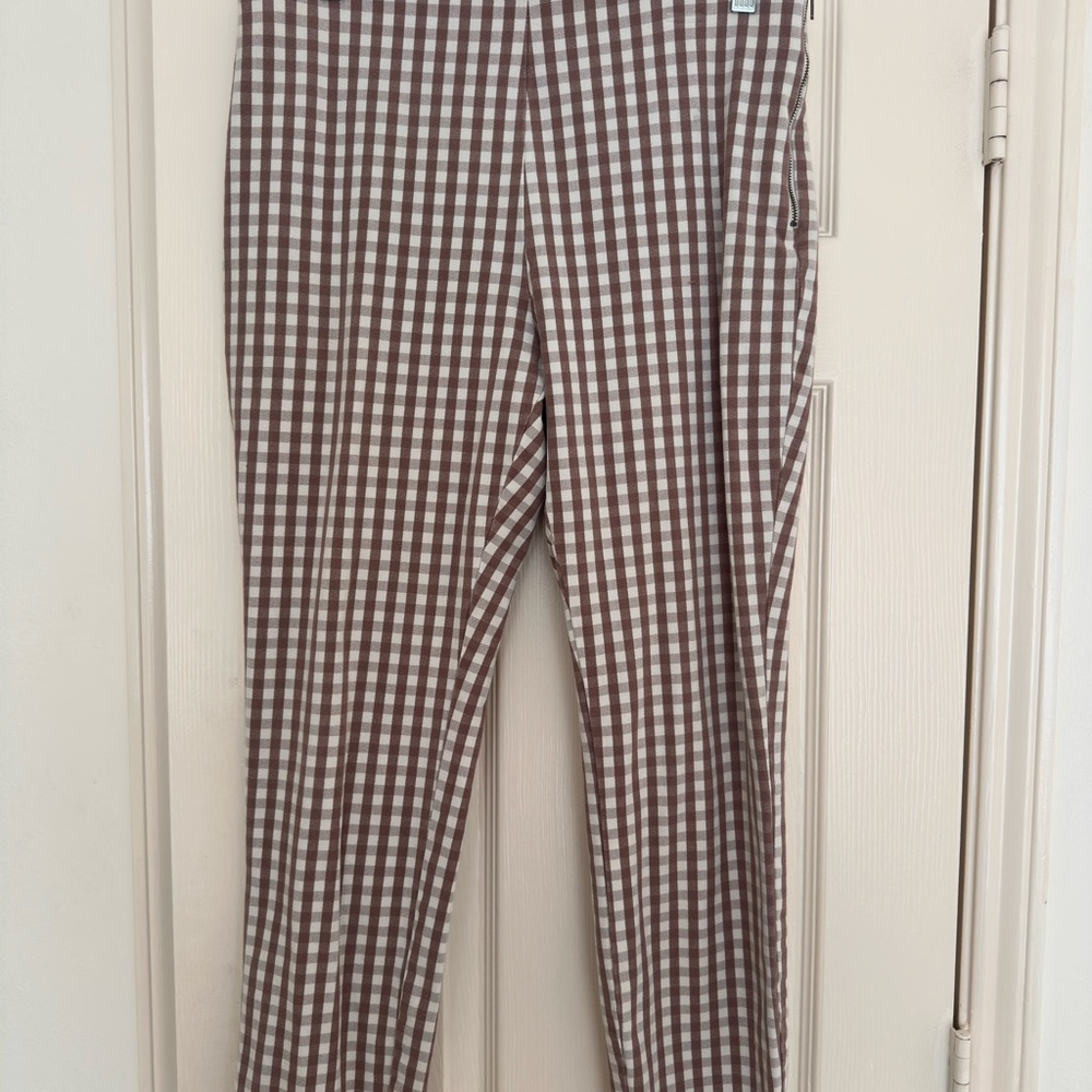 a new day Brown and White Gingham Ankle Pants